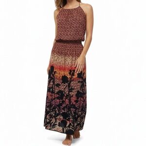 Enfocus Studio Floral Smocked Waist Flowy Column Dress